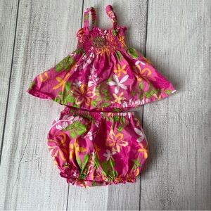 RJC 6 Months 2 Piece Floral Aloha Shirt & Bloomer Set 100% Cotton